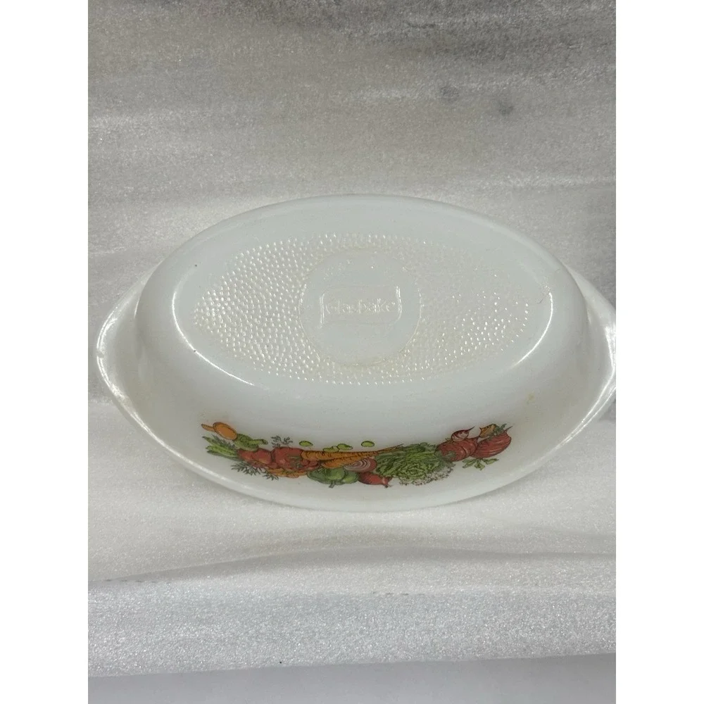 Vintage Glasbake‎ Lot Of 3 Vegetable Garden Medley Casserole Loaf Oval Serving